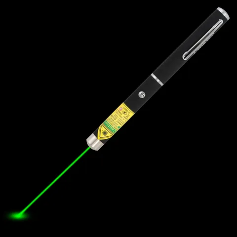 Green laserpointer SL-X1 with visible laser beam in the dark