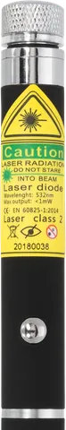 Green laserpointer with patterns SL-X2 – close-up of the warning label with the laser class