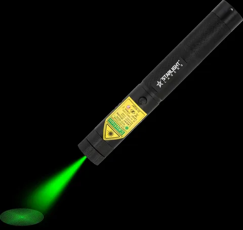Pro green laserpointer SL-G1 with laser beam and light spot in the dark