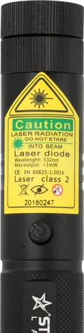 Pro green laserpointer SL-G1 – close-up of the warning label with the laser class