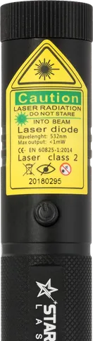 Pro green laserpointer SL-G3 – close-up of the warning label with the laser class