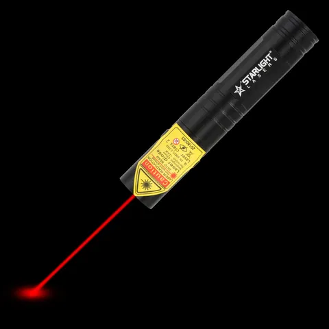 Pro red laserpointer SL-R2 with visible laser beam in the dark