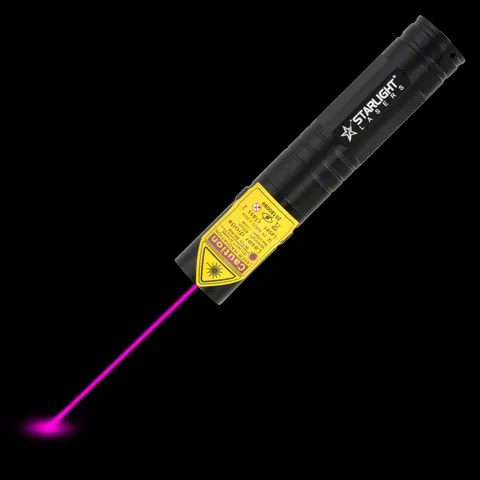 Pro violet laserpointer SL-V2 with visible laser beam in the dark