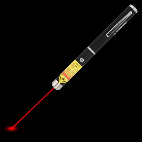 Red laserpointer SL-M1 with visible laser beam in the dark