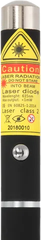 Red laserpointer SL-M1 – close-up of the warning label with the laser class